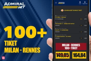 AdmiralBet 100+ tiket - Goleada, pobeda Milana, Teo i Leao za kvotu 164,84